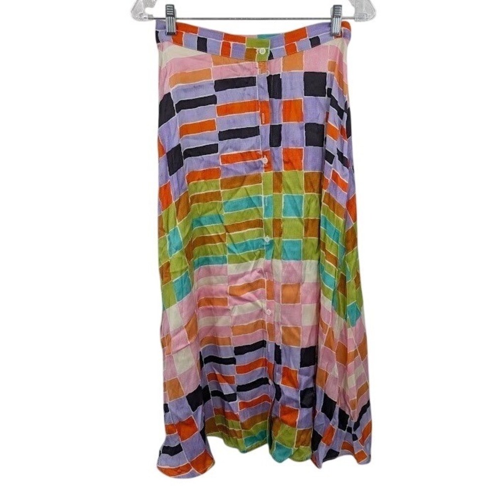 FRNCH‎ Paris NWT Colorful Abstract Midi Skirt Sz S